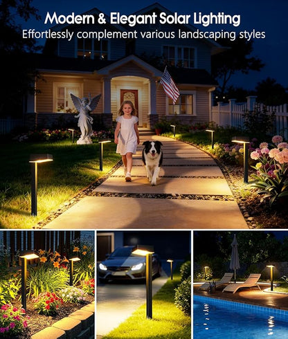 ELECLINK Solar Pathway Lights Outdoor, 8 Pack Garden Lights Solar Powered Path Lights with Bigger LED Lens, 2 Light Modes Waterproof Outdoor Solar Light for Yard Driveway Walkway Landscape Patio Lawn