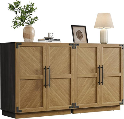 SICOTAS Sideboard Buffet Cabinet with Storage – Large Farmhouse Credenza with Doors & Adjustable Shelves for Living Room, Entryway