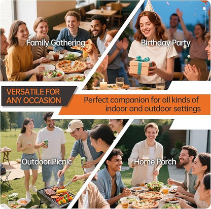 Folding Table 6 Foot for Indoor Outdoor, Portable Heavy Duty Fold-in-Half Utility Plastic Foldable Dining Table with Carrying Handle for Picnic, Camping and Party, Matte Black