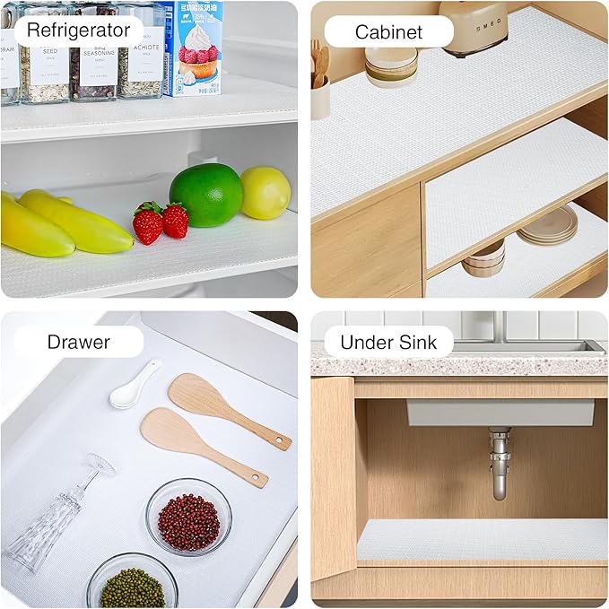 Drawer and Shelf Liner for Kitchen Cabinet,Non-Adhesive Cabinet Liner 24in x 20FT,Waterproof Shelf Paper Non-Slip Mats Cupboard Liner Contact Protect Dresser/Shelves/Table-White