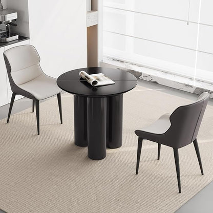 Miuuod 29.92" Black Round Dining Table with Three Stable Legs, Single Side Table for Living Room,Space Saving Coffee Table for 1-4 People，Kitchen Table,