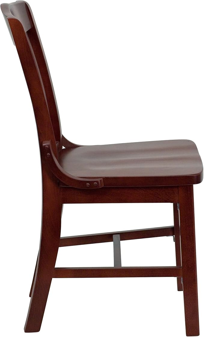Flash Furniture HERCULES Series School House Back Mahogany Wood Restaurant Chair (Pack of 4)
