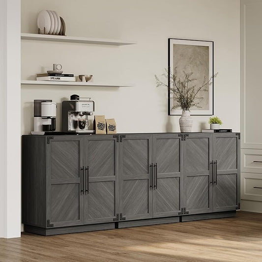 SICOTAS Sideboard Buffet Cabinet with Storage, Farmhouse Credenza with Doors & Adjustable Shelves, Storage Cabinet for Living Room, Entryway