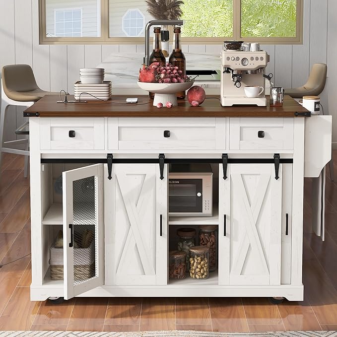 Modern Dining Table Expandable Kitchen Island with Counter Wood Table Console Luxury Easy Clean Living Decor,White