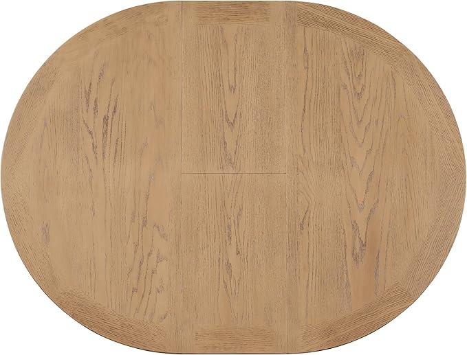 Ball & Cast Farmhouse Extendable Dining Table for 4-6, 42"-54" Extendable Kitchen-Table with a 12" Leaf, Round Ellipse Retro Wood Dining Room-Table w/Removable Leaves,Space Saving, Oak+Off White