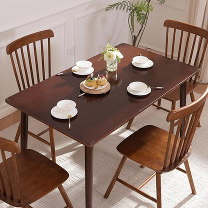 BAKEVE Bamboo Dining Table for 4-6 Person- 47.2'' Solid Wood Kitchen Table, Farmhouse Rectangular Dining Room Table, Mid Century Modern Desk for Living Room, Office, Kitchen and Study (Walnut)