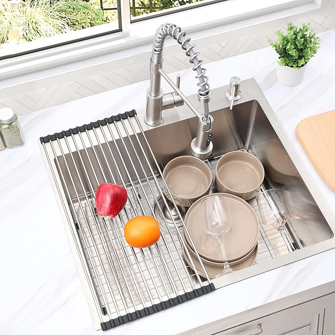 Herogo 25×22 Inch Drop In Single Bowl Kitchen Sink, Stainless Steel 10'' Deep Utility Sink for Rv Bar Outdoor Farmhouse Laundry Room