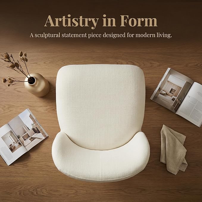 Hyfirm Modern Upholstered Dining Chairs Set of 2, Linen Accent Side Dining Chairs Armless Kitchen Chairs with Curved Back Parsons Chairs for Kitchen Dining Room Living Room, White