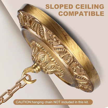 6 Inches Vintage Brass Ceiling Canopy Plate, Antique-Style Mounting Kit for Pendant Lights Chandeliers
