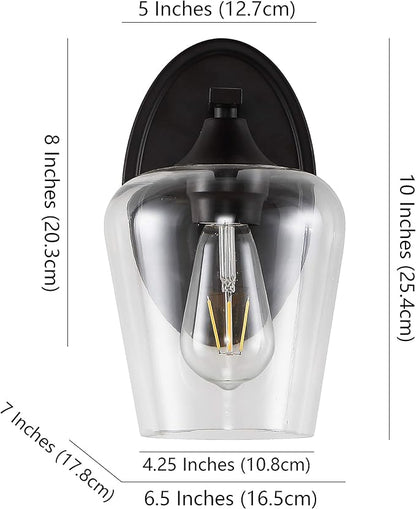 JONATHAN Y 10" Oil Rubbed Bronze 1-Light Farmhouse Rustic LED Vanity Light Sconce, Clear Glass Shade, Vintage Indoor Fixture for Bathroom Mirror, LED Bulb Included JYL7545A
