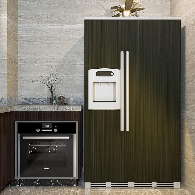 CRE8TIVE Thick Bronze Black Stainless Steel Contact Paper Peel and Stick 12"x80" Brushed Metallic Wallpaper Removable Heat Resistant Vinyl Roll for Kitchen Appliances Refrigerator Microwave Oven