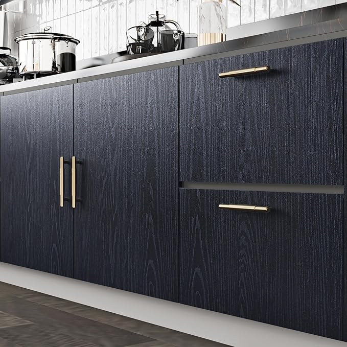 WESTICK Dark Blue Wood Grain Contact Paper for Countertops Waterproof Navy Peel and Stick Wood Wallpaper Self Adhesive Countertop Contact Paper Wooden Vinyl Wrap for Tables Desk Cabinets 15.8" x 196"