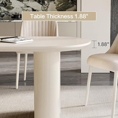 Guyii 70" Dining Table, Modern Kitchen Table for 6 People, Indoor Dining Table for Kitchen, Bar, Living Room, Small Space, Cream White, Table Only
