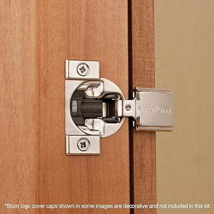 Blum Compact BLUMOTION Hinge (3 Kits), 1/2" Overlay, 105° Opening Angle, Steel, Integrated Soft-Close Hinges for Face Frame Cabinets