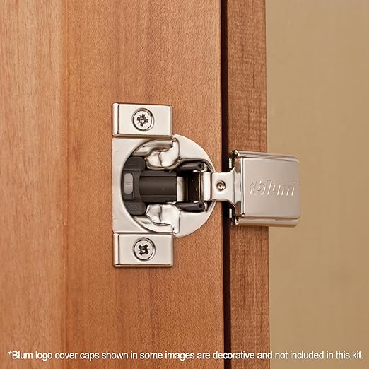 Blum Compact BLUMOTION Hinge (25 Kits), 1/2" Overlay, 105° Opening Angle, Steel, Integrated Soft-Close Hinges for Face Frame Cabinets