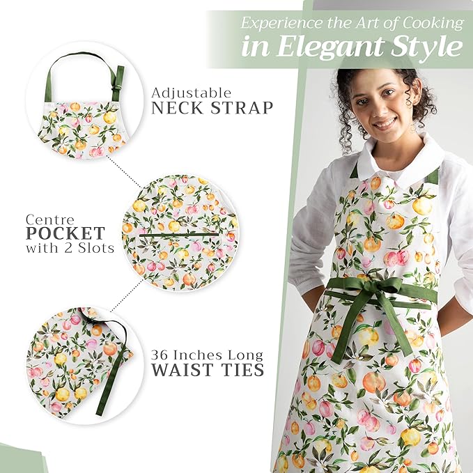 Maison d' Hermine 100% Cotton Apron for women with Pocket Kitchen Chef Apron for Men Cooking Mothers Day Gifts