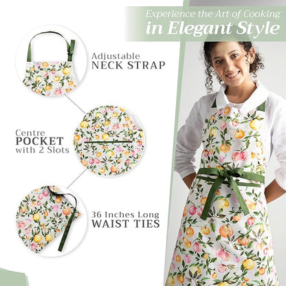 Maison d' Hermine 100% Cotton Apron for women with Pocket Kitchen Chef Apron for Men Cooking Mothers Day Gifts
