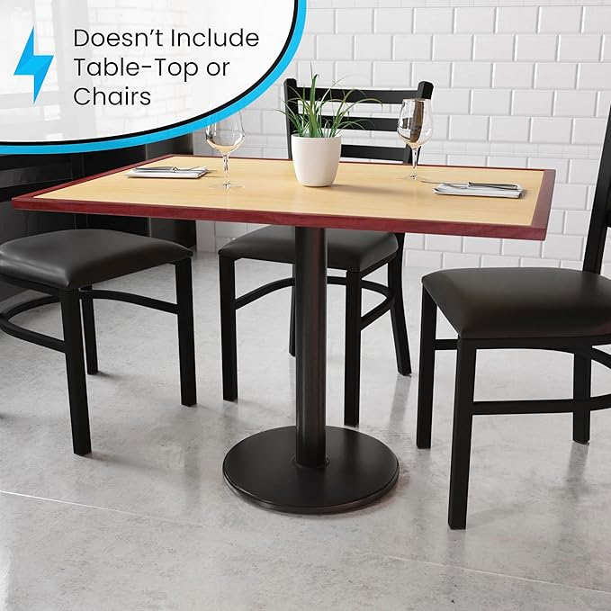 Flash Furniture Beverly 18" Round Restaurant Table Base with 3" Diameter Table Height Column, Commercial Cast Iron Restaurant Round Table Base, Black