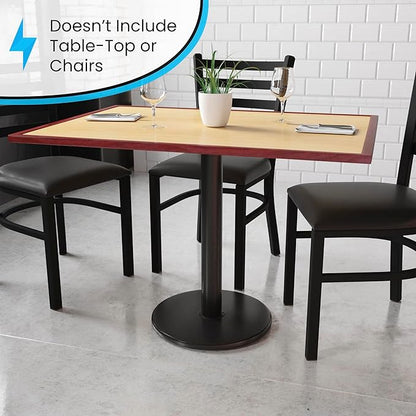 Flash Furniture Beverly 18" Round Restaurant Table Base with 3" Diameter Table Height Column, Commercial Cast Iron Restaurant Round Table Base, Black