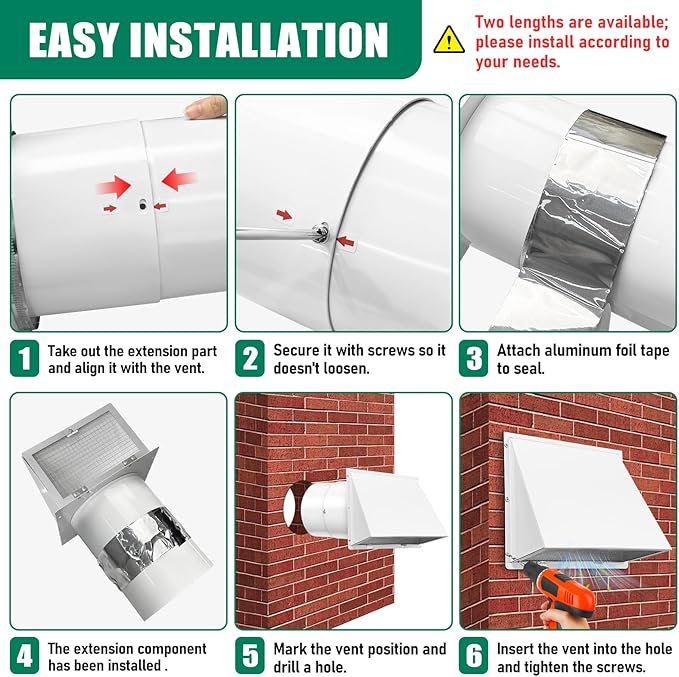 White 10 Inch Hooded Wall Vent with Screen and Damper Exterior Exhaust Vent Cover Cap