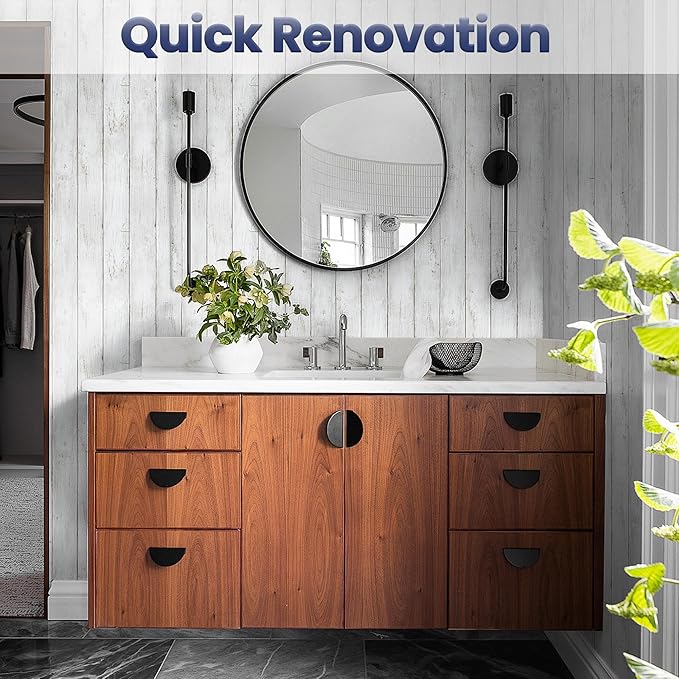Abyssaly Peel and Stick Wallpaper 17.7" X 118" White Gray Wood Shiplap Contact Paper Self-Adhesive Removable Decorative Wall Covering Vintage Wood Plank Film for Home Decoration