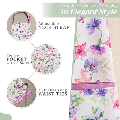 Maison d' Hermine 100% Cotton Apron for women with Pocket Kitchen Chef Apron for Men Cooking Mothers Day Gifts
