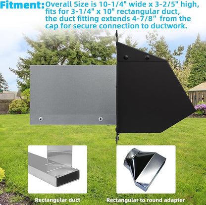 Microwave Vent Range Hood Vent Wall Vent Cap for Microwave Exhaust,Kitchen/Bath Ventilation Fan/Stove Outside Vent Cover,Wall Exhaust Vent Kit Vent Hood Wall Cap for 3-1/4" x 10" Duct,Black