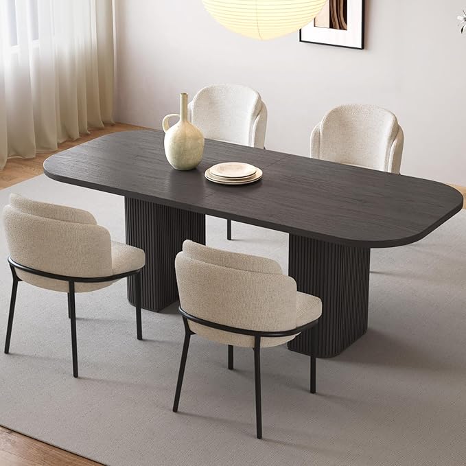 Miuuod 65" Dining Table for 4-6,Farmhouse Kitchen Table with Large Tabletop, Rectangular Dinner Eating Table for Dining Room,Living Room, Kitchen,Black
