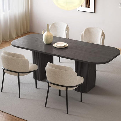 Miuuod 65" Dining Table for 4-6,Farmhouse Kitchen Table with Large Tabletop, Rectangular Dinner Eating Table for Dining Room,Living Room, Kitchen,Black