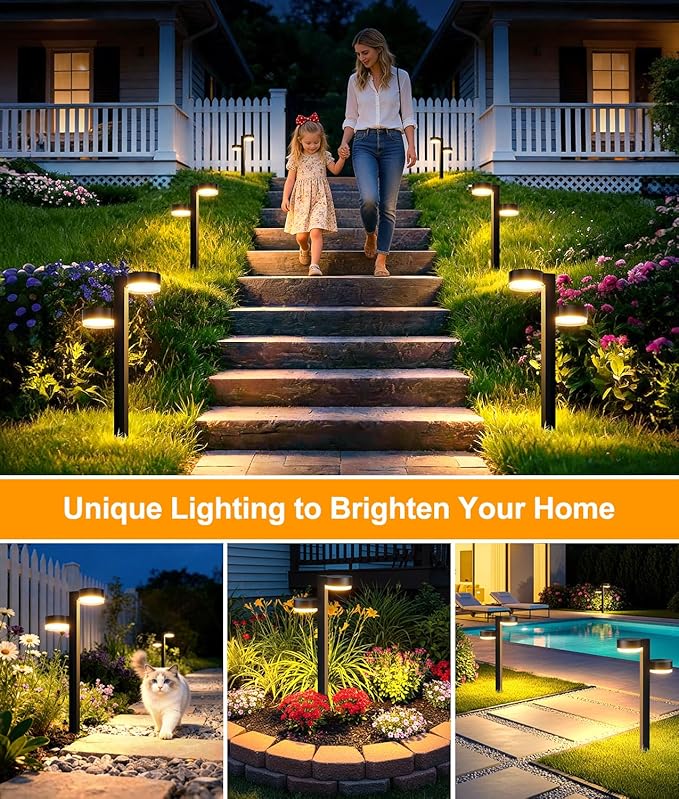 Solar Pathway Lights Outdoor Waterproof, 2 Pack Dual-Head Solar Lights Outdoor, 2X Brighter 24 LED Outdoor Solar Garden Light for Yard Path Walkway Driveway Solar Powered Landscape Lighting