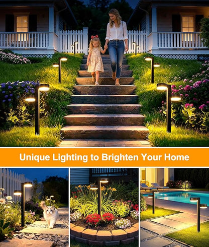 Solar Pathway Lights Outdoor Waterproof, 2 Pack Dual-Head Solar Lights Outdoor, 2X Brighter 24 LED Outdoor Solar Garden Light for Yard Path Walkway Driveway Solar Powered Landscape Lighting