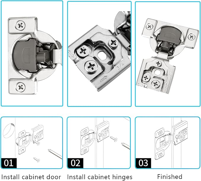 3/4 Inch Overlay Soft Close Cabinet Hinges, 2 Pack Slow Soft Close Hinges for Kitchen Cabinets Satin Nickel Hidden Self Closing Kitchen Cabinet Hinges for Cupboard