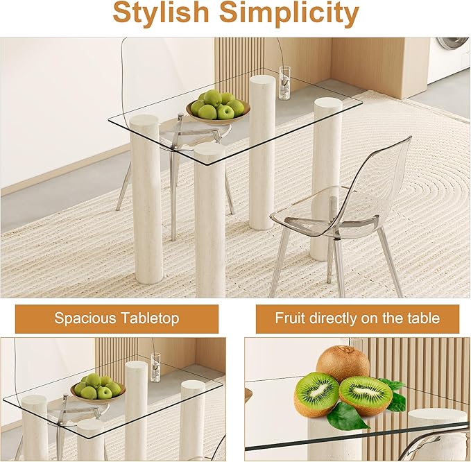 Rectangle Glass Table Top, 24"x36" Tempered Glass Table Tops with Durable and Heat-Resistant, Versatile for Dining Kitchen Coffee Office Tabletop