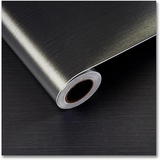 CRE8TIVE Bronze Black Stainless Steel Contact Paper Self Adhesive 24"x118" Wide Brushed Metallic Wallpaper Stick and Peel Rust Resistant Vinyl Roll for Kitchen Refrigerator Dishwasher Stove Appliances