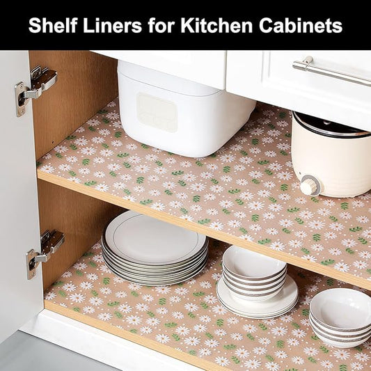 Cooyes Shelf Liner – Premium Non-Adhesive Cabinet & Drawer Liner for Kitchen – Waterproof Shelf Paper with Modern Pattern – Durable EVA Cabinet Mat – Easy to Cut （17.5" W x 240" L）