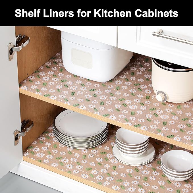 Cooyes Shelf Liner – Premium Non-Adhesive Cabinet & Drawer Liner for Kitchen – Waterproof Shelf Paper with Modern Pattern – Durable EVA Cabinet Mat – Easy to Cut （15" W x 360" L）
