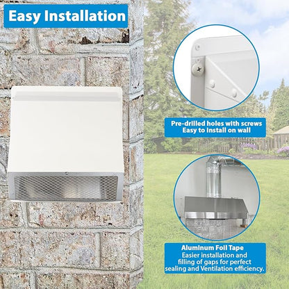 6 Inch Hooded Wall Vent with Screen and Damper,Dryer Vent Cover Outside 6" Vent Cover Exterior Vent Hood Wall Exhaust Vent Cover Cap for Kitchen Exhaust/Range Hood/Outdoor Air Vent,Galvanized Steel