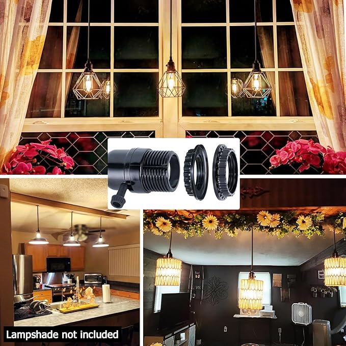 DITEDY 3-Light Plug in Pendant Light Kit, Hanging Lights with Plug in Cord 21FT Hanging Lamp Cord with On/Off Switch, DIY Vintage Black Pendant Lamp E26 Socket for Bedroom Kitchen Island