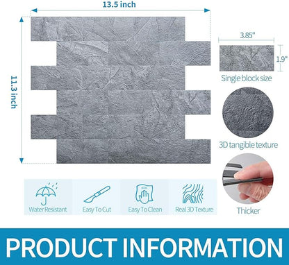 Art3d 10-Pack Peel and Stick Backsplash Tile for Kitchen Bathroom Fireplace Vanitity, Self-Adhesive Wall Tile in Blue Grey