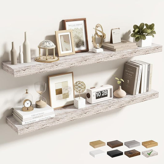 Acovy 40 Inch Floating Shelves for Wall 2 Pack, 40" Wall Shelves for Books, Storage, Decor, Wall Mounted Floating Shelf with Invisible Brackets for Kitchen, Living Room, Rustic