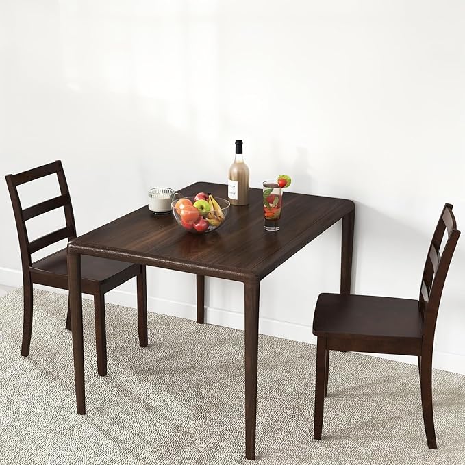 ERGOMASTER Wooden Dining Chairs Set of 4, Farmhouse Armless Wood Kitchen Chair with Back, Restaurant Side Chairs for Study, Dining Room, Brown