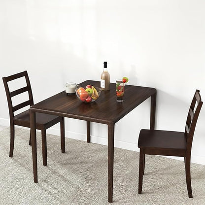 ERGOMASTER Wooden Dining Chairs Set of 4, Farmhouse Armless Wood Kitchen Chair with Back, Restaurant Side Chairs for Study, Dining Room, Brown