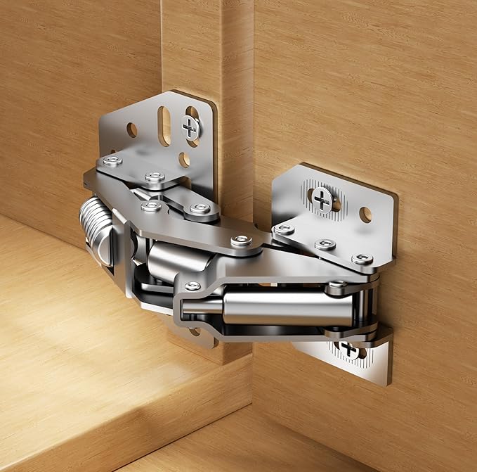 Chibery 4 Pack 90° RV Cabinet Hinges, Heavy Duty Surface Mount Soft Close Accessories, Face Frame & Frameless, Self Closing, No Pre-Drilled Cup Hole for Cabinets, Camper Van, Trailer, Vehicle-Mounted