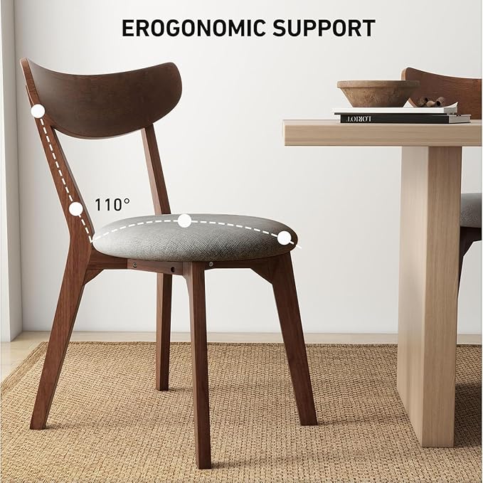 NAFORT Dining Chairs Set of 4 with Curved High Back Soft Cushion, Mid-Century Modern Fabric Upholstered Kitchen & Dining Room Chairs, 4 Kitchen Chairs for Living Room, Restaurant