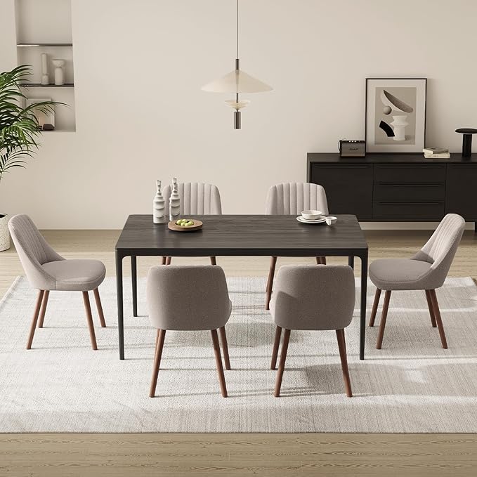 MALOL Upholstered Dining Chairs Set of 4, Modern Fabric Kitchen Chairs with Back, Wood Legs for Kitchen Dining Room Restaurant, Taupe