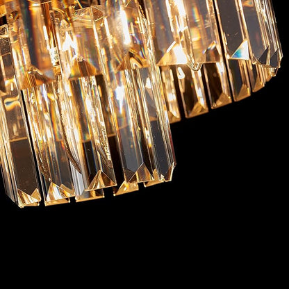 AGV LIGHTING CL006G Crystal Ceiling Light Fixture, Modern Semi Flush Ceiling Light, D12 x H8, E12 Base 3-Lights, Gold Finish