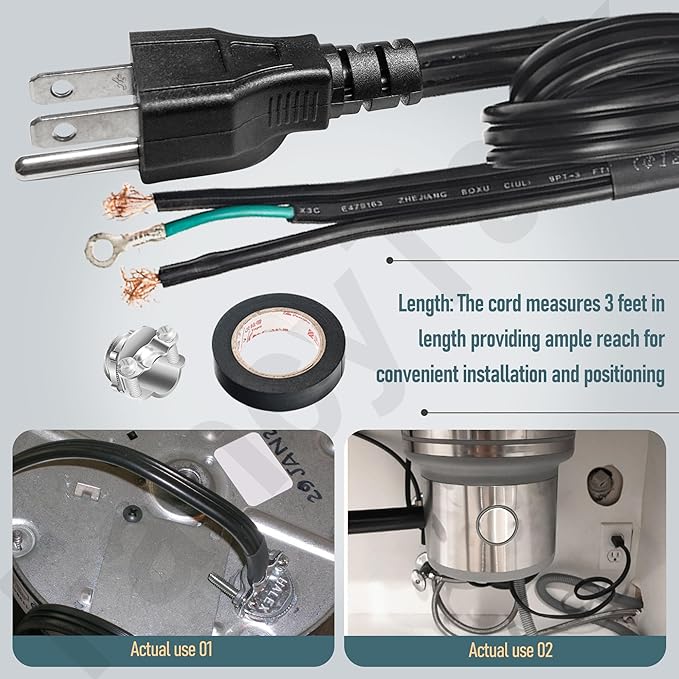 3 Foot CRD-00 Garbage Disposal Power Cord Compatible with InSinkErator, Badger, CoverControlPlus, Essential, Septic Assist Garbage Disposal Model