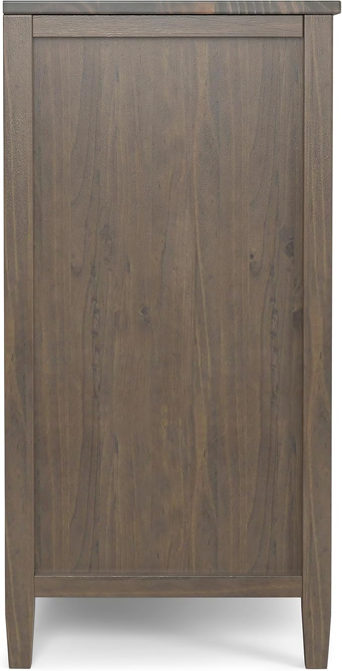 SIMPLIHOME Ela Buffet - 54 inch Wide Solid Wood 3-Door Sideboard Buffet in Smoky Brown, Transitional Storage Cabinet for Dining Room or Kitchen with Adjustable Shelves and Brushed Metal Hardware