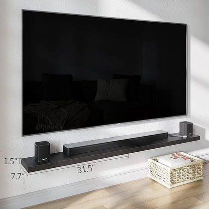 BAMEOS Floating Shelves, 31W x 8D Black Wall Mounted Wooden Shelves with Invisible Brackets Set of 2, Hanging Wall Shelves Decoration for Bedroom, Bathroom, Living Room and Kitchen