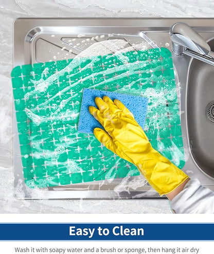 Bligli Sink Mat for Stainless Steel/Ceramic Sinks, 2 Pack 15.8x11.8 inches PVC Sink Protectors for Bottom of Kitchen Sink, Dishes and Glassware drain Mats, Durable and Fast Draining (Green)